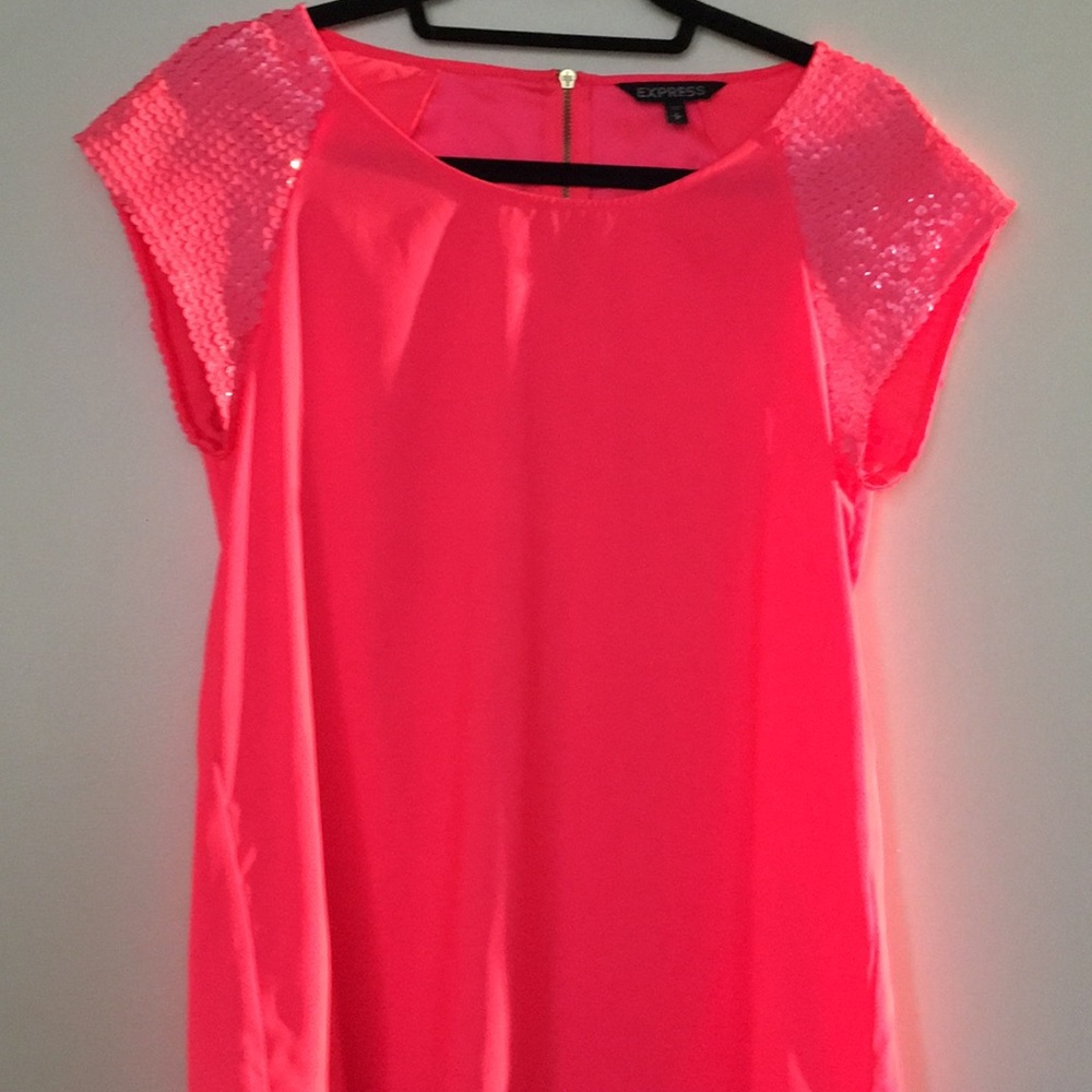 Express Hot Pink Sequin Sleeve Top